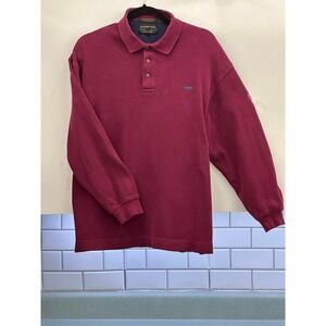 Alexander Julian Colours Mens Burgundy Long Sleeve Knit Polo Shirt Size M